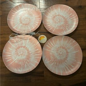 C&c California set 4 melamine tie dye dinner plates